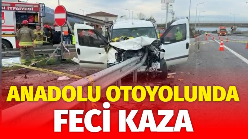 Anadolu Otoyolu'nun Düzce geçişinde bariyere saplanan hafif ticari araçtaki 2