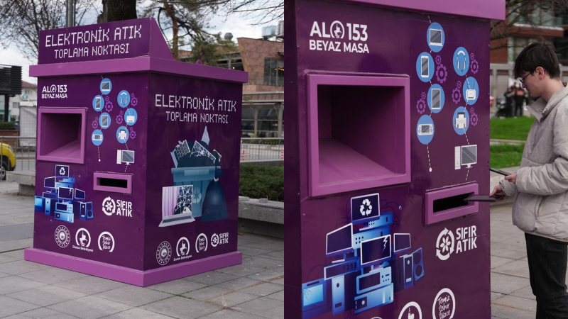 Düzce Belediyesi şehir merkezindeki 9 farklı noktaya yerleştirdiği elektronik atık