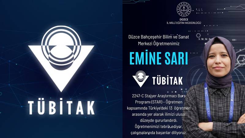 Öğretmen Emine Sarı TÜBİTAK Staj programında Türkiye genelinde 13 eğitici