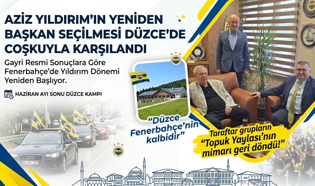Fenerbahçe’nin efsane başkanı Aziz Yıldırım, yeniden başkanlık koltuğuna oturdu. Düzce’deki