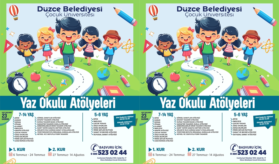 Düzce Belediyesi Çocuk Üniversitesi, yaz tatili döneminde çocuklara yönelik eğitim